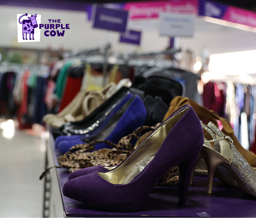 Clothing racks at Purple Cow location
